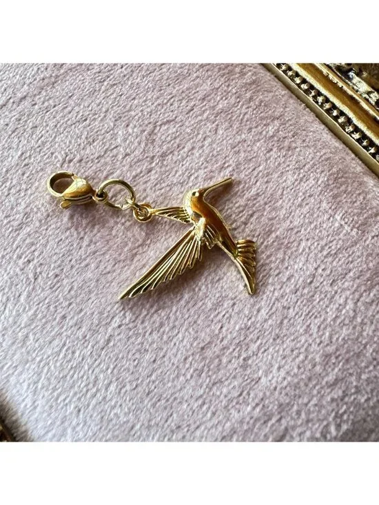 Hummingbird Charm 18K PVD Gold Stainless Steel Lobster Claw Clasp Waterproof - Picture 11 of 11